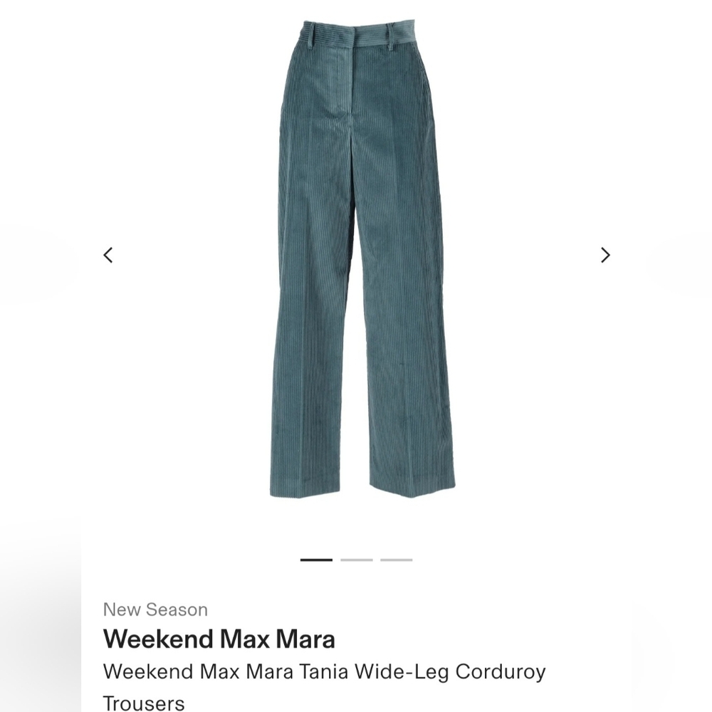 Weekend Max Mara Teal Corduroy Trousers